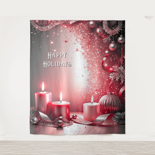 Tapiz Red Candles Decorative Holiday Backdrop (Anverso)
