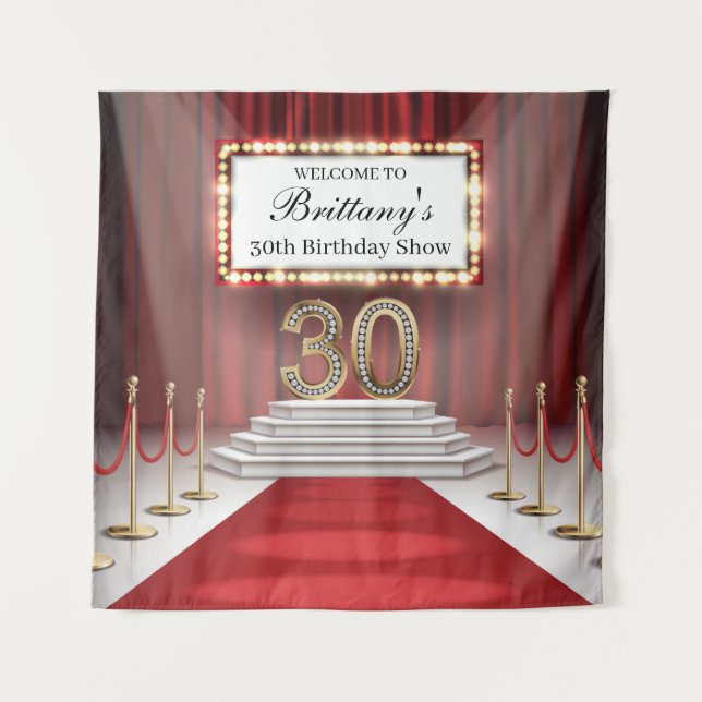 Tapiz Red Carpet 30th Birthday Show Backdrop banner (Anverso)