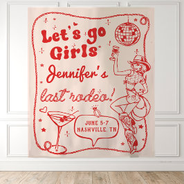 Tapiz Red Disco Cowgirl Rodeo Bachelorette Weekend