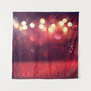 Tapiz Red glitter vintage lights background. defocusedba