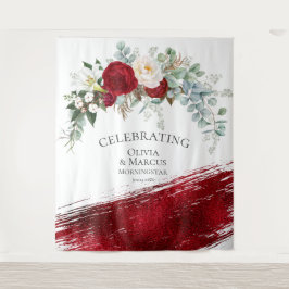 Tapiz Red Ivory Peony Bold Scarlet Stroke Boda Prop