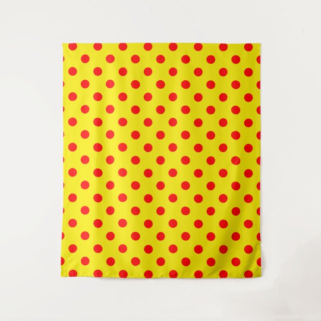 Tapiz Red On Yellow Polka Dots Pattern Design  (Anverso)
