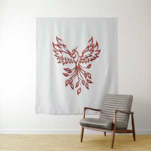 Tapiz Red Phoenix Rises Silver