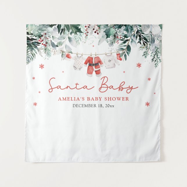 Tapiz Red Santa Baby Navidades Baby Clothes Baby Shower (Anverso)