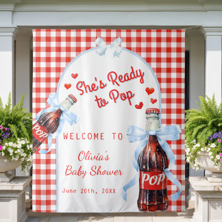 Tapiz Red She's Ready to Pop Baby Shower Backdrop