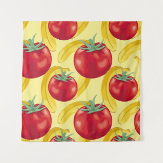 Tapiz Red tomato and fruits seamless pattern designabstr