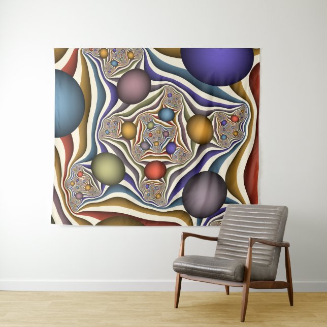 Tapiz Reflejando arte fractal colorido y moderno abstrac (In situ (horizontal))