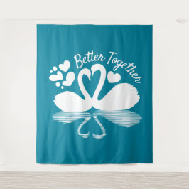 Tapiz Reflexión de la silueta de cisne en el agua