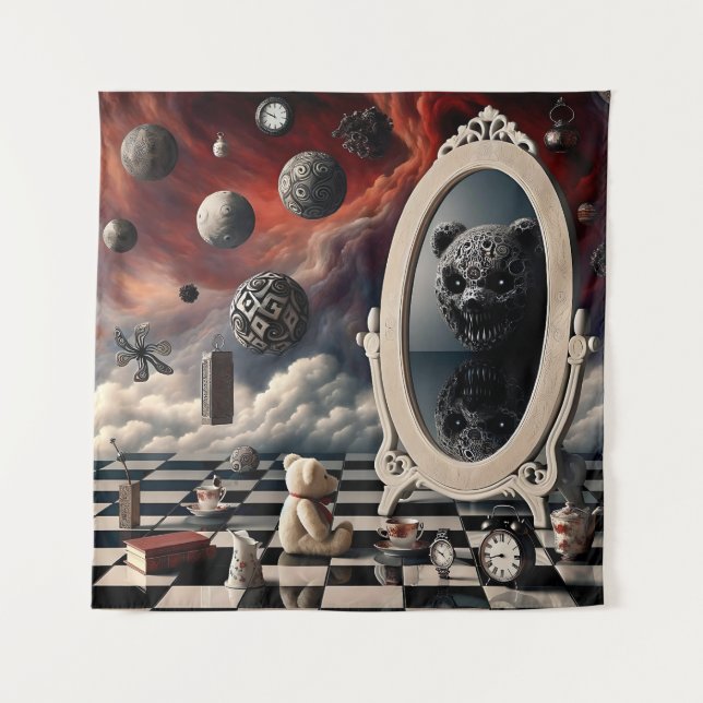 Tapiz Reflexión siniestra del osito de Teddy (Anverso)