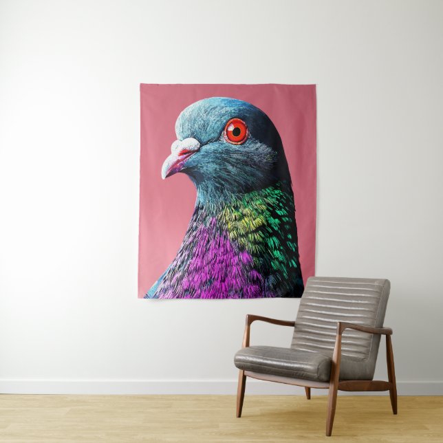 Tapiz Regal Pigeon Majesty Vivid Realist Bird Portrait (In situ)
