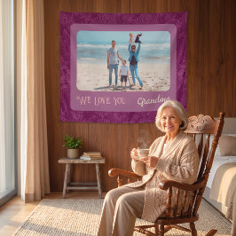Tapiz Regalo Abuela Texto Foto Personalizado Chic Rojo