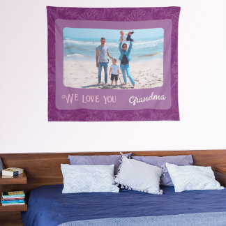 Tapiz Regalo Abuela Texto Foto Personalizado Chic Rojo