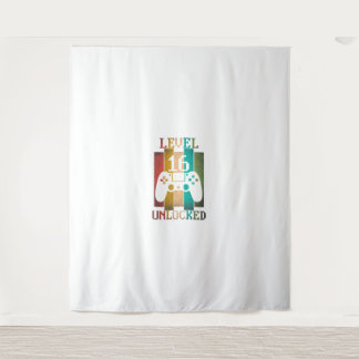 Tapiz Regalo de 16 cumpleaños hombre nivel 16 desbloquea