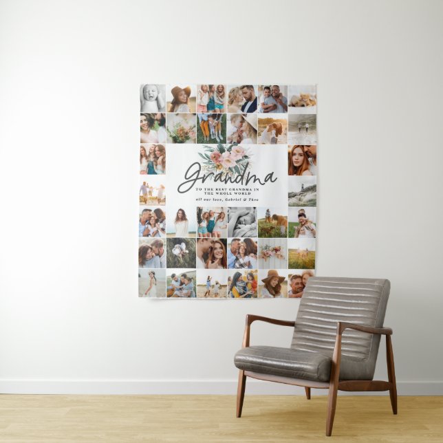 Tapiz Regalo de abuela multi foto hermoso floral  (In situ)