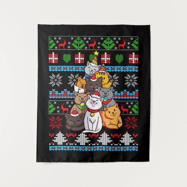 Tapiz Regalo de árbol de gato para navidades (Anverso)