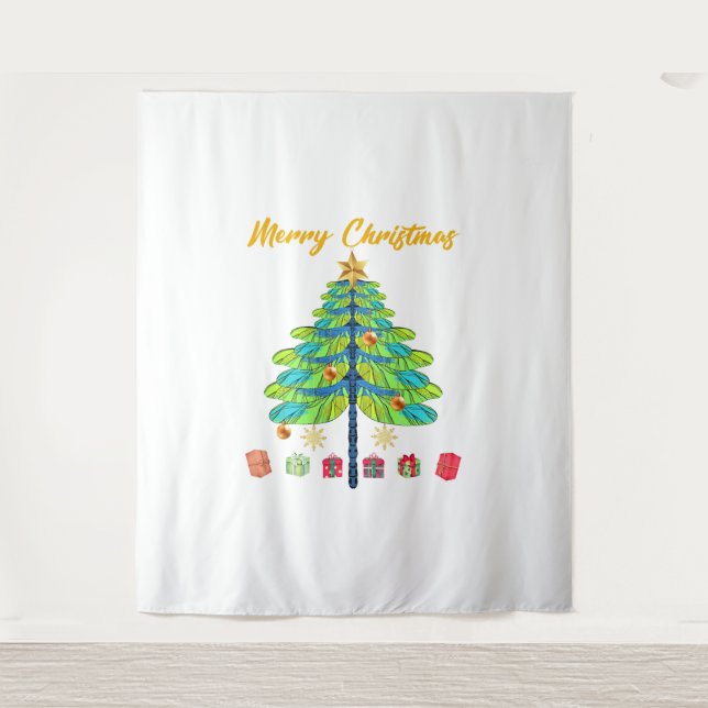 Tapiz Regalo de árbol de navidad de la libélula (Anverso)