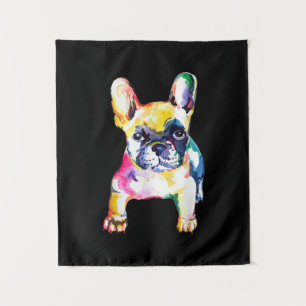 Tapiz Regalo de Bulldog francés a mano de color acuático