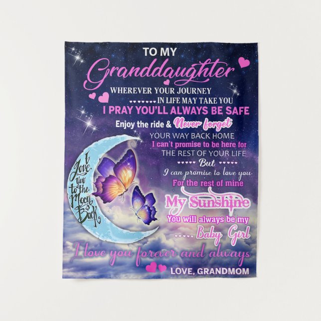 Tapiz Regalo de cumpleaños para mi nieta Mariposas Idea  (Anverso)