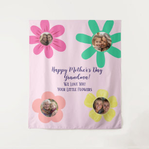 Tapiz Regalo de foto de una abuela rosa floral personali