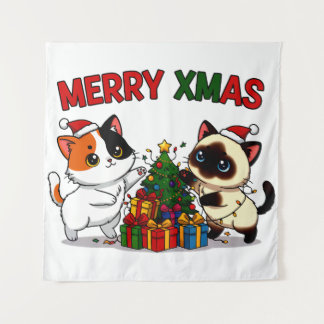 Tapiz Regalo de gatito Calico y Siamés adorable
