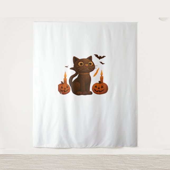 Tapiz Regalo de Halloween para gatito de calabaza de cre (Anverso)