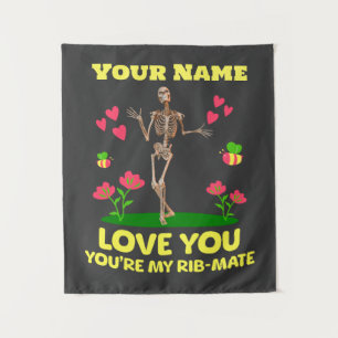 Tapiz Regalo Gótico de Esqueleto de Amor de Compañero de