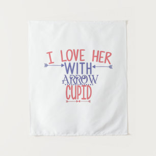 Tapiz Regalo para Pareja Te Amo Con Cupido y Flecha