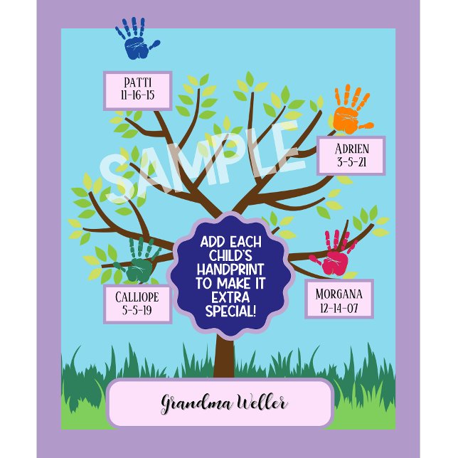 Tapiz Regalo personalizado para abuela Agregar 4 huellas (Subido por el creador)