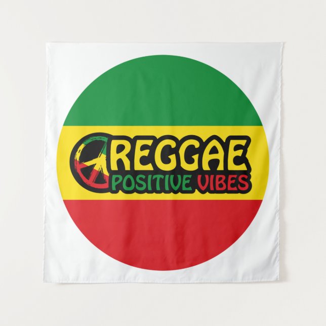 Tapiz Reggae Music con vibraciones positivas y bandera d (Anverso)