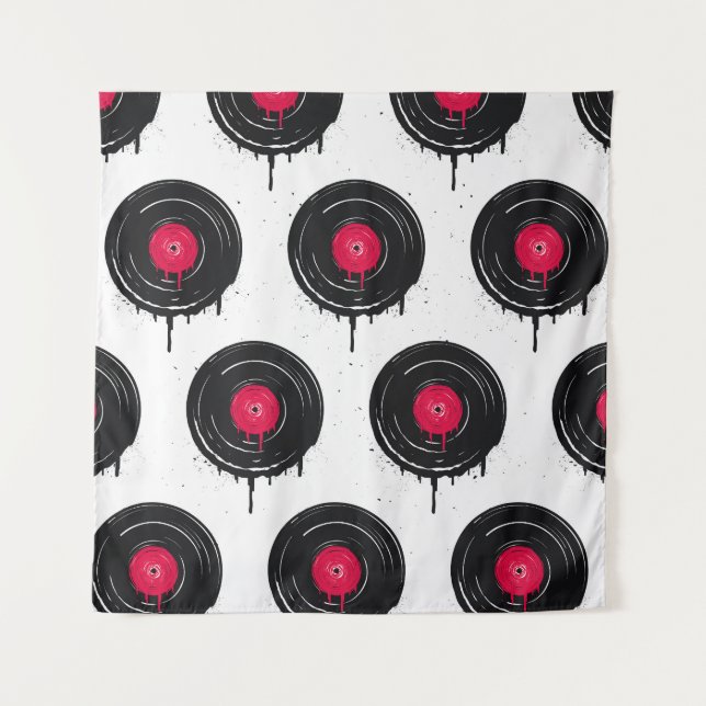 Tapiz Registros de vinilo fundidos, patrón artístico. (Anverso)