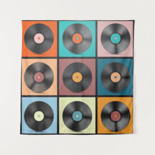 Tapiz Registros de vinilo: retro conjunto LP.