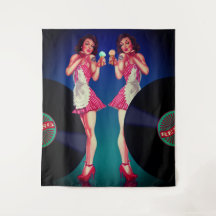 Registros de Vinilo y Camarera Retro Pin Up