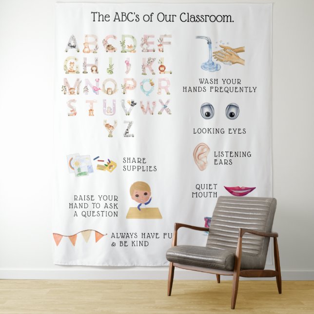 Tapiz Reglas de aulas de aprendizaje educativo (In situ)