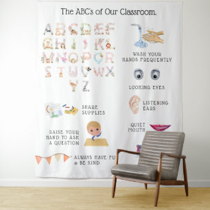 Tapiz Reglas del Aula de Aprendizaje Educativo