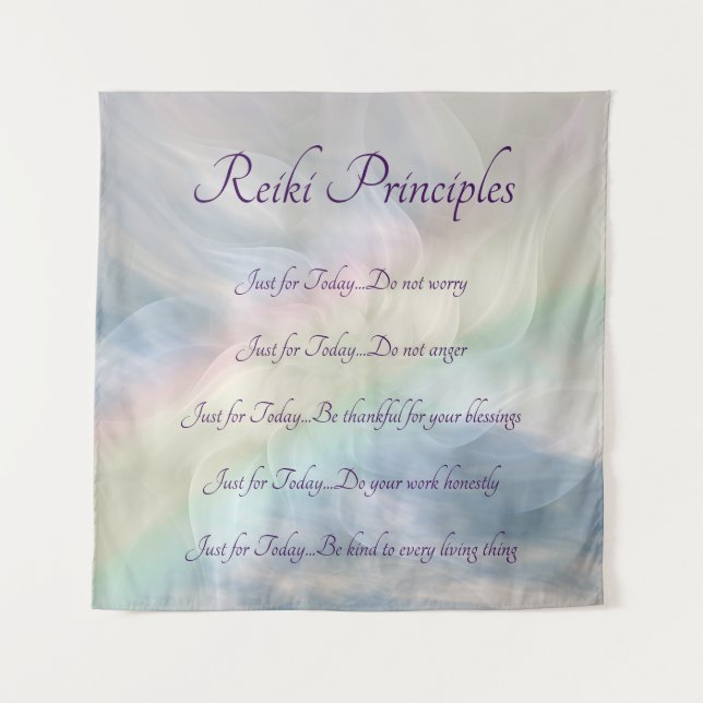 Tapiz Reiki Principles Rainbow Mandala diseño (Anverso)