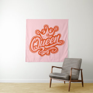Tapiz Reina con corona, diseño de tipografía