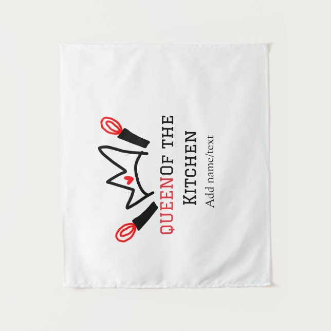 Tapiz Reina de la cocina chef cocinar añadir nombre a la (Anverso)