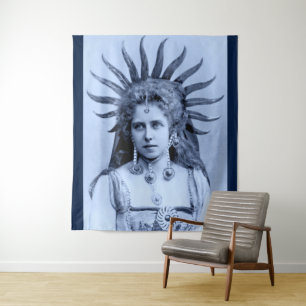 Tapiz Reina María de Rumania como Reina del Sol - azul