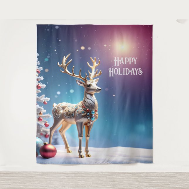 Tapiz Reindeer Jewels Holiday Backdrop (Anverso)