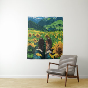 Tapiz Relajándose en el Paraíso de los Girasoles