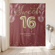 Relieve metalizado dorado dulce 16 globos fondo de