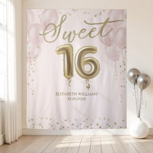 Relieve metalizado dorado dulce 16 globos fondo ro