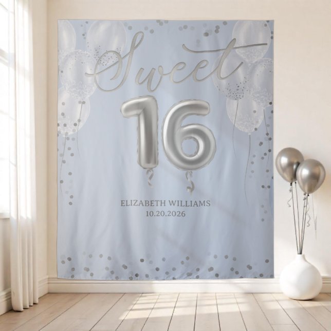 Tapiz Relieve metalizado plateado dulce 16 globos fondo  (Subido por el creador)