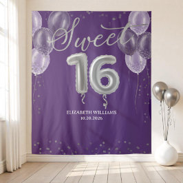 Tapiz Relieve metalizado plateado dulce 16 globos fondo 