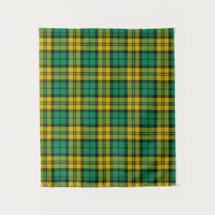 Tapiz Reloj negro verde amarillo Campbell Tartan Plant