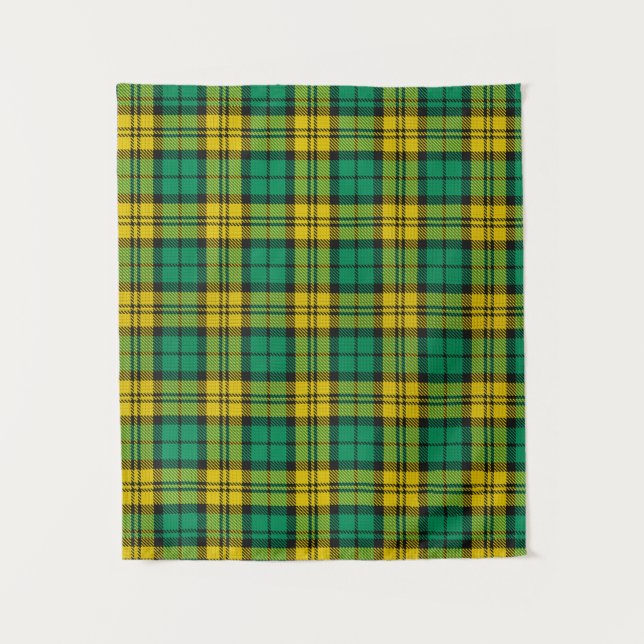 Tapiz Reloj negro verde amarillo Campbell Tartan Plant (Anverso)