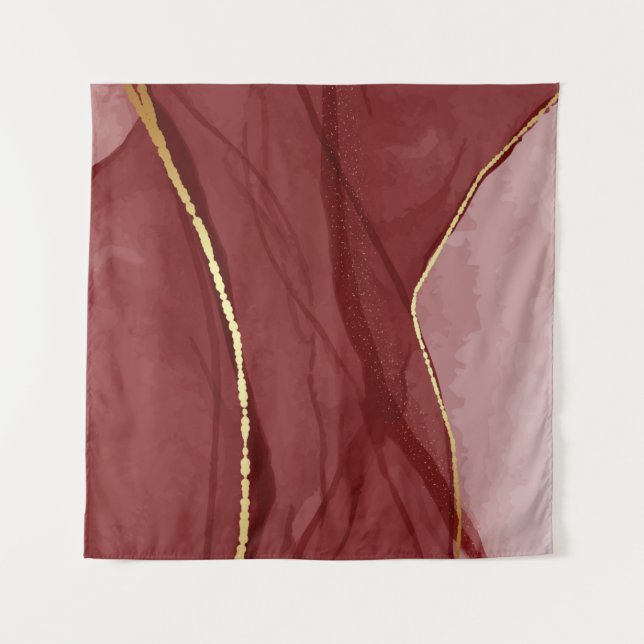 Tapiz Resin art, dark red marsala abstract background. E (Anverso)