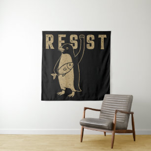Tapiz Resista del activismo pingüino diseño gráfico vint
