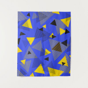 Tapiz Resumen arte moderno triángulos azul amarillo negr