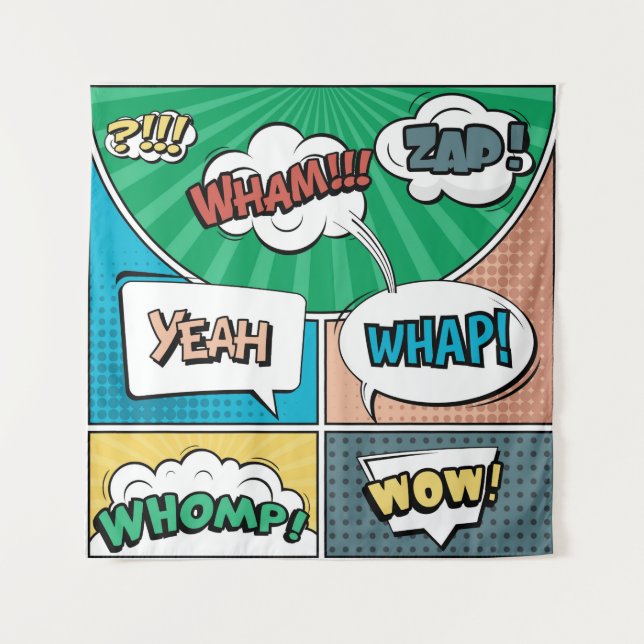 Tapiz Resumen concepto creativo comic pop art style blan (Anverso)